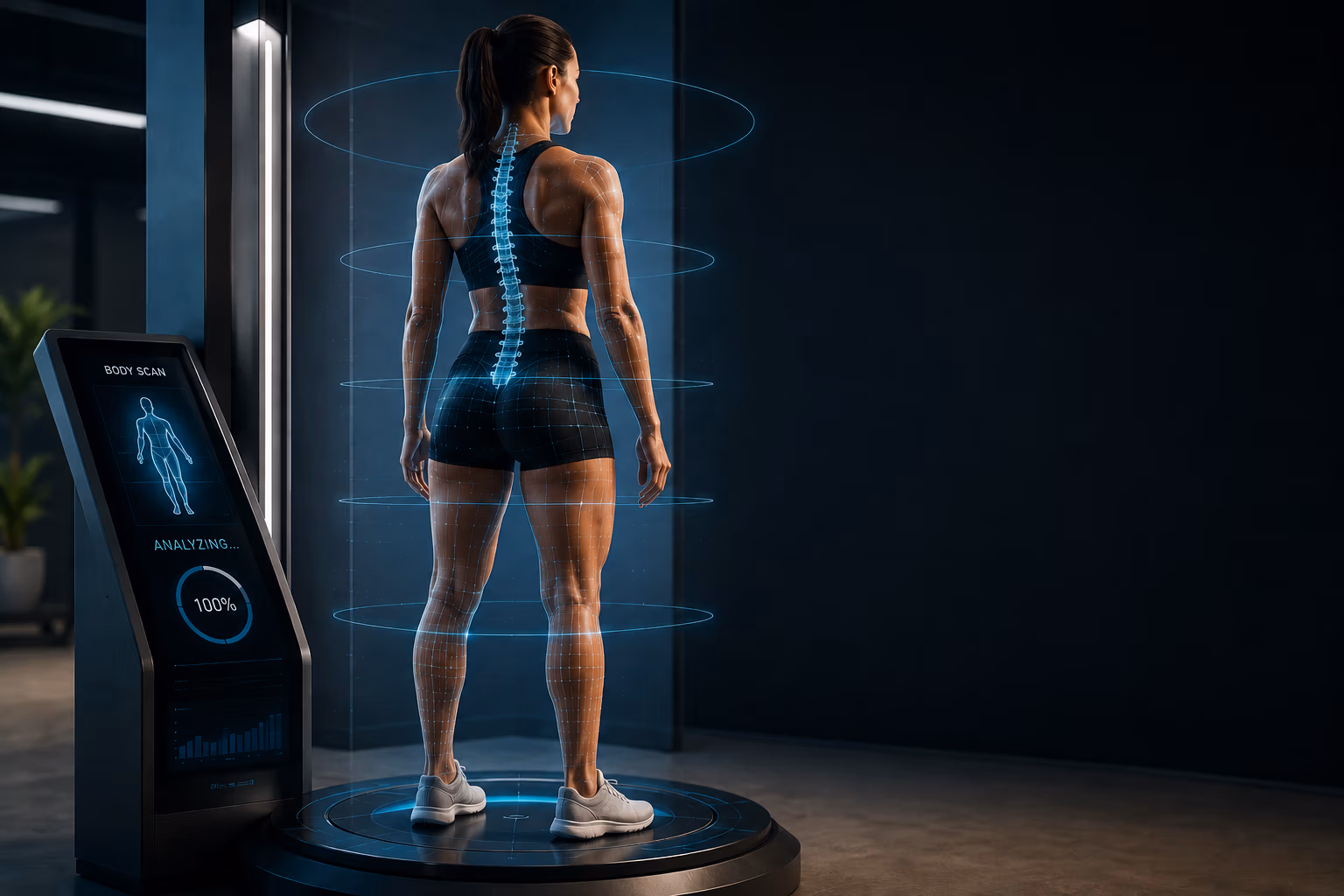 Illustration of a woman undergoing a body scan