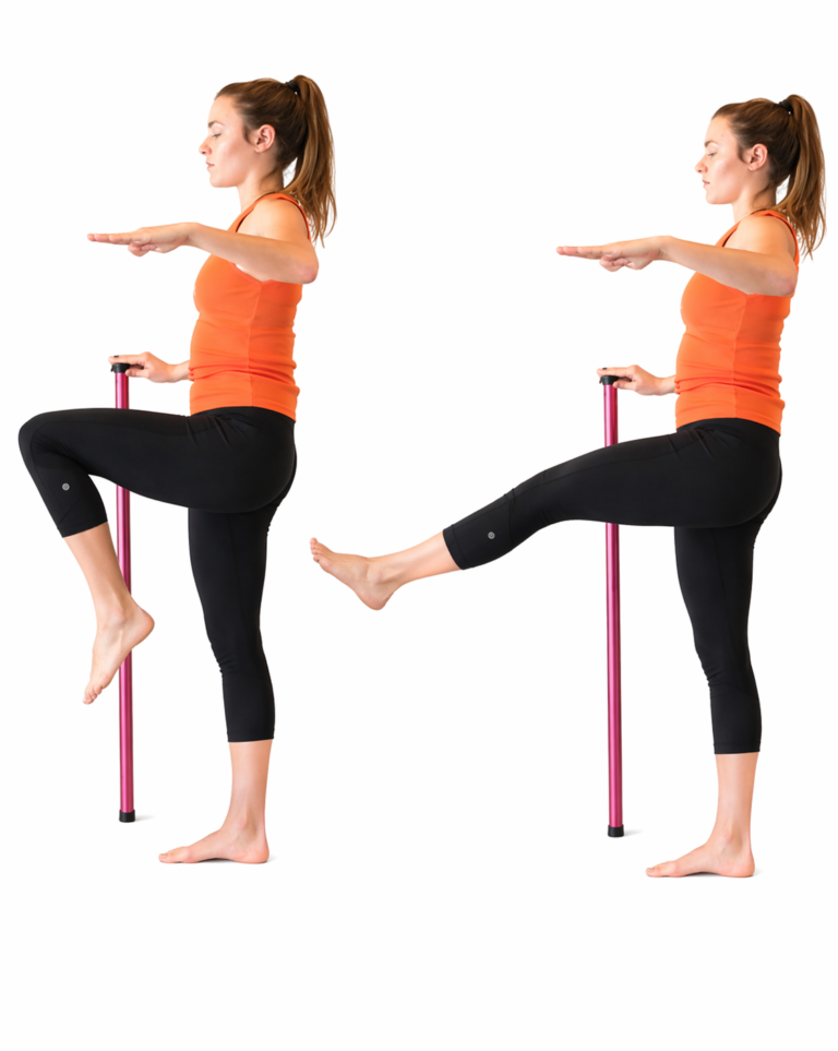 Front leg extension exercise used to observe balance and control.