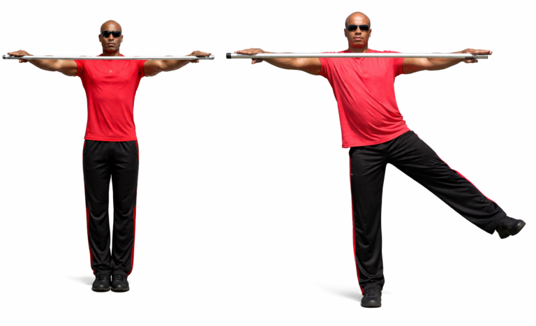 MisterG demonstrates the stages of a lateral leg extension.
