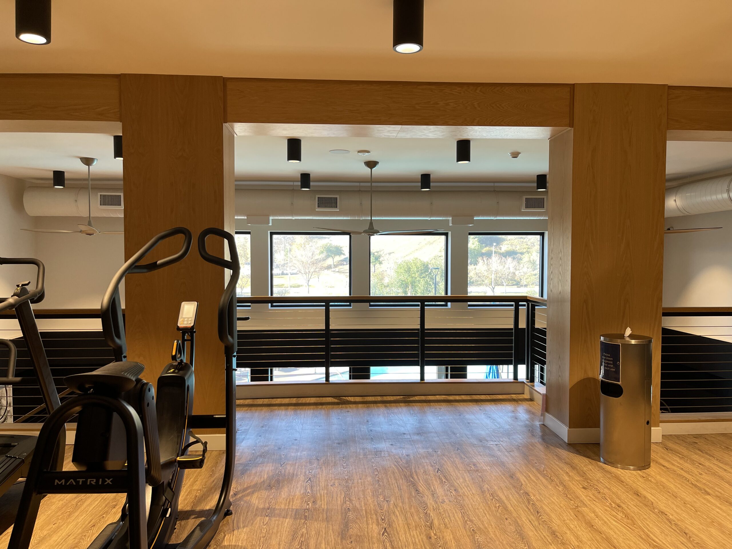 Upstairs view of the Calabasas training gym
